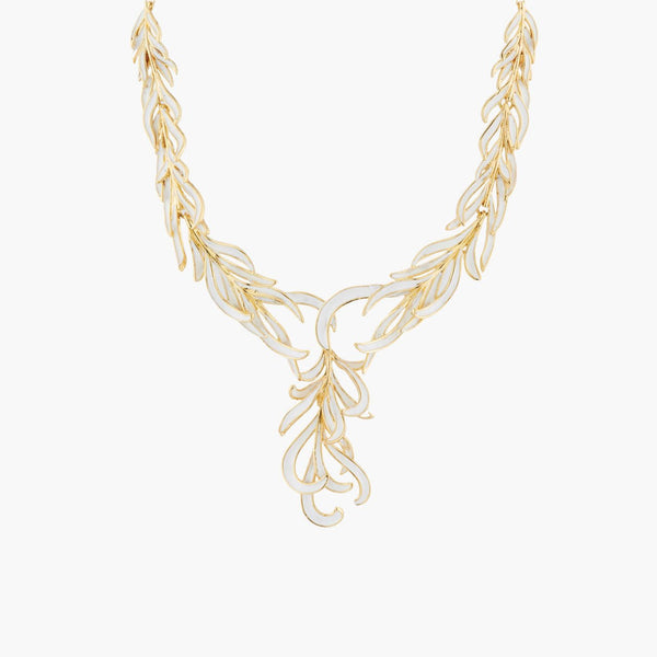 Gold And White Swan Feather Collar Necklace | AKCY307 - Les Nereides