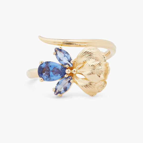 Gold Iris And Blue Cristal Adjustable Ring | ARNF6011 - Les Nereides