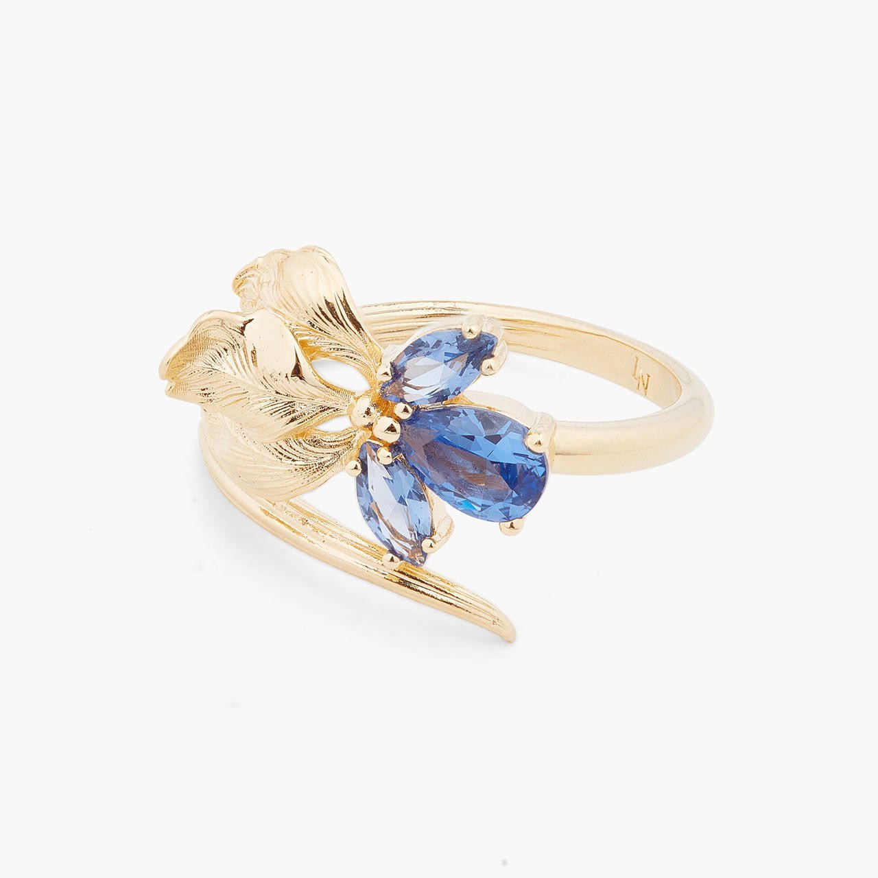 Gold Iris And Blue Cristal Adjustable Ring | ARNF6011 - Les Nereides