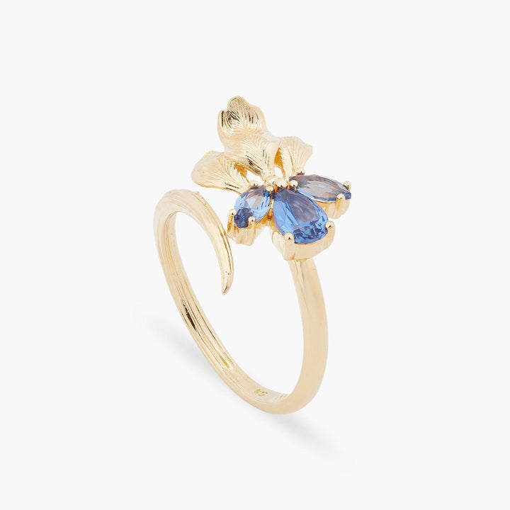 Gold Iris And Blue Cristal Adjustable Ring | ARNF6011 - Les Nereides
