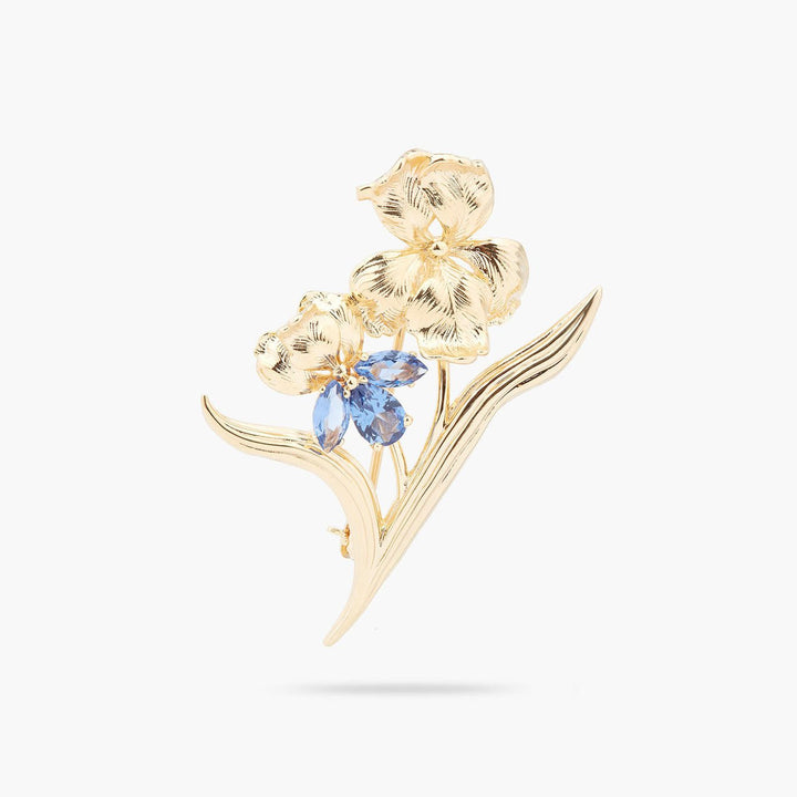 Gold Iris And Blue Crystal Brooch | ARNF5011 - Les Nereides