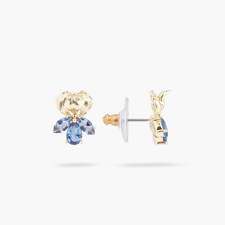 Gold Iris And Blue Crystal Earrings | ARNF1031 - Les Nereides
