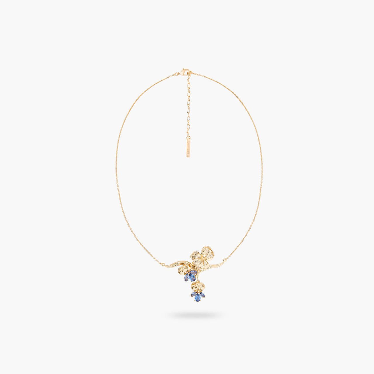 Gold Iris And Blue Crystal Statement Necklace | ARNF3031 - Les Nereides