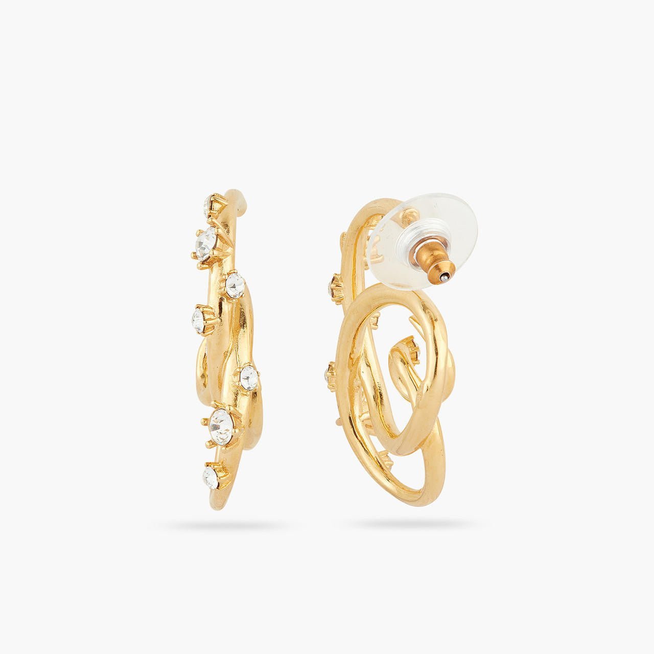 Gold - Plated Vine And Cut Crystal Hoop Earrings | AQVT1101 - Les Nereides