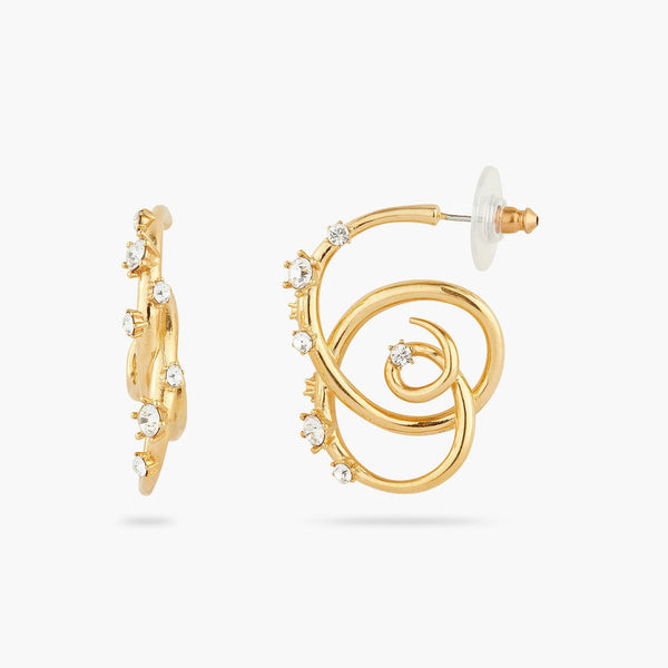 Gold-Plated Vine And Cut Crystal Hoop Earrings | AQVT1101 - Les Nereides