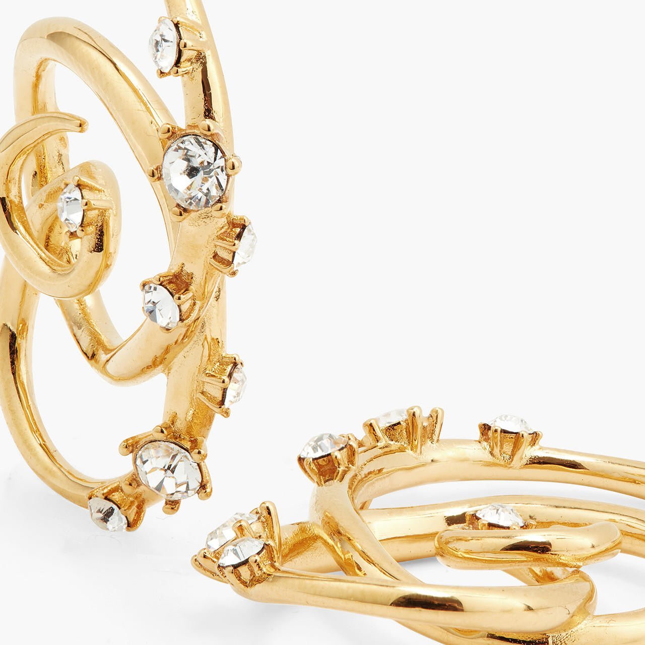 Gold - Plated Vine And Cut Crystal Hoop Earrings | AQVT1101 - Les Nereides
