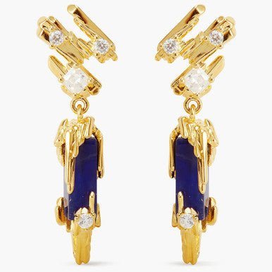 Gold Rock And Sodalite Post Earrings | APTM1041 - Les Nereides