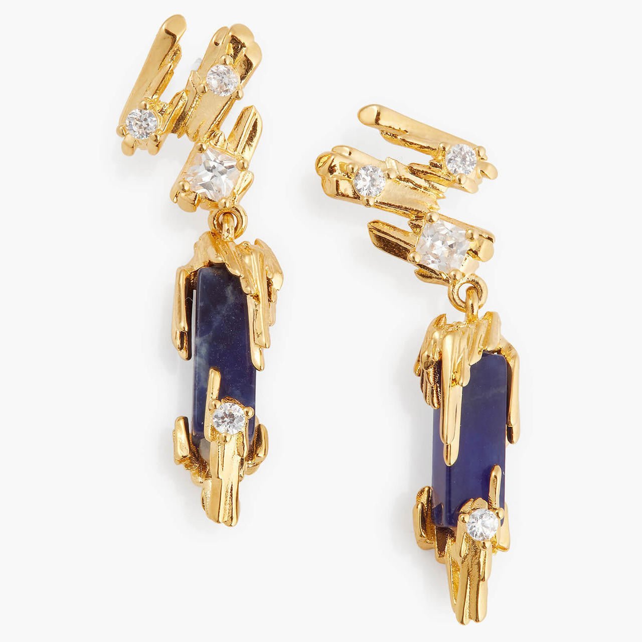 Gold Rock And Sodalite Post Earrings | APTM1041 - Les Nereides