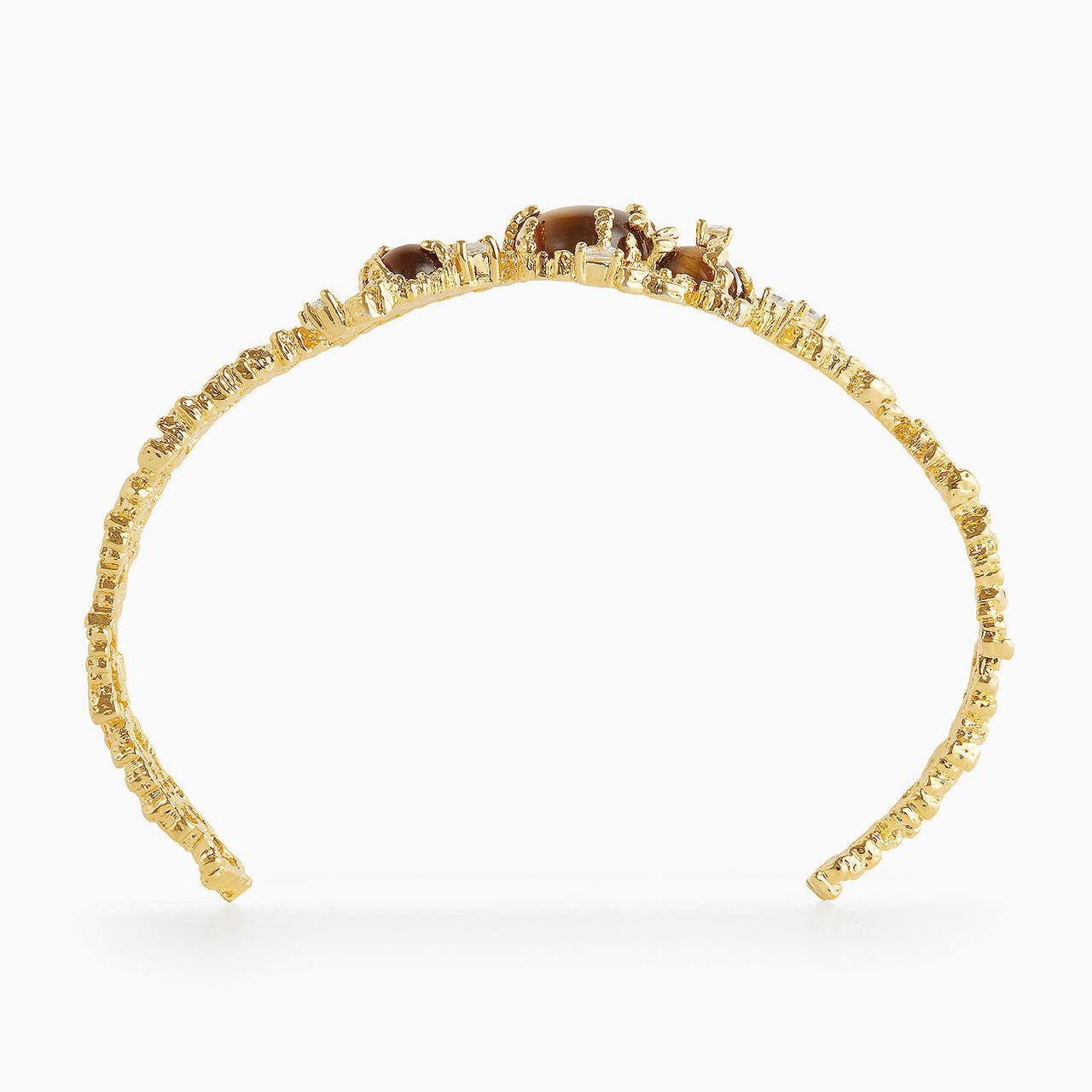 Gold Rock And Tiger Eye Bangle Bracelet | APTM2031 - Les Nereides