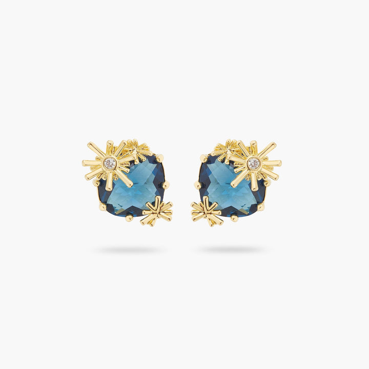 Gold Stars And Square Stone Earrings | ATET1011 - Les Nereides