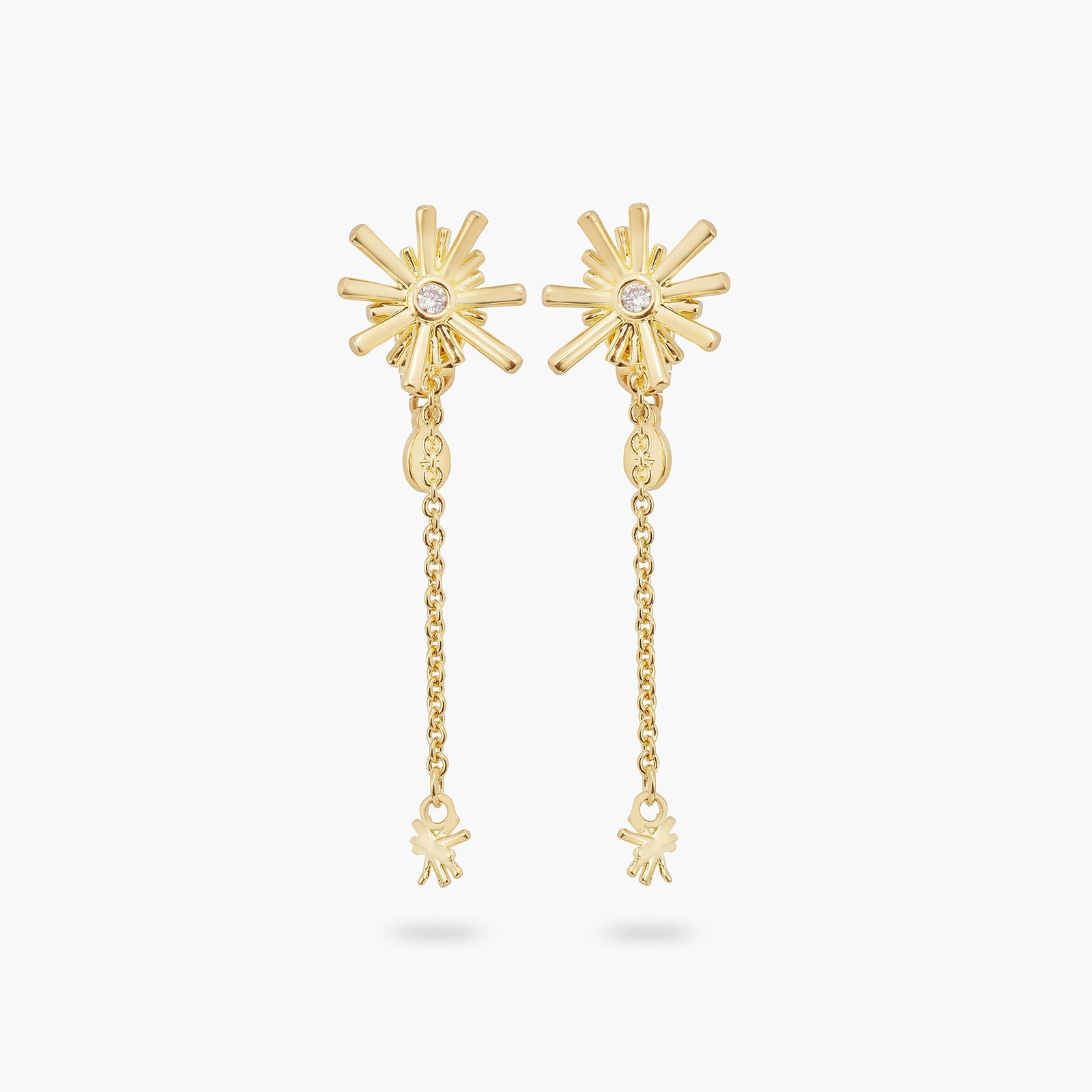 Gold Stars And White Stone Dangling Earrings | ATET1031 - Les Nereides
