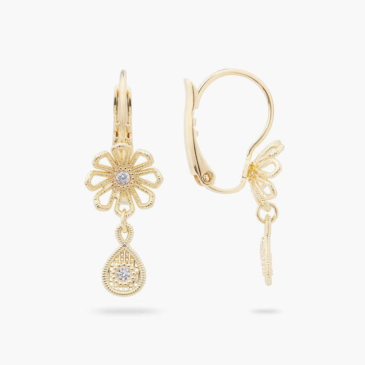 Gold Thread Flower Earrings | ARFO1041 - Les Nereides