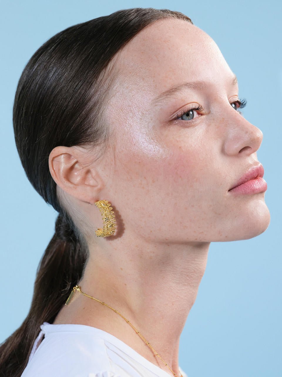Gold Thread Hoop Earrings | ARFO1021 - Les Nereides
