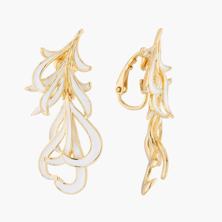 Golden And White Swan Feather Earrings | AKCY107C - Les Nereides