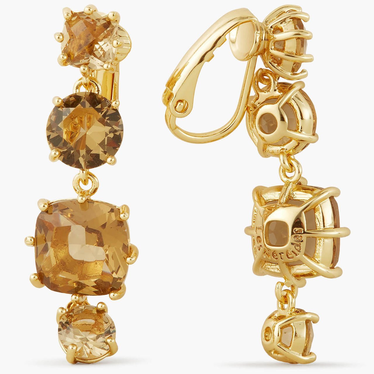 Golden Brown Diamantine 4 Stones Earrings | APLD1201 - Les Nereides