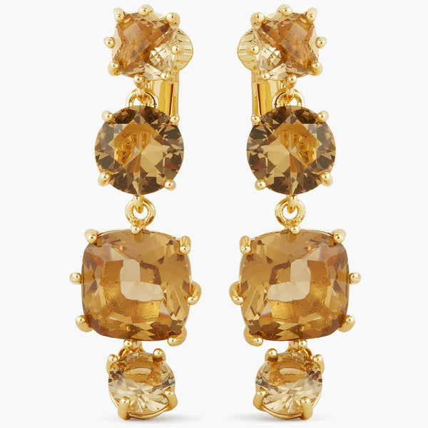 Golden Brown Diamantine 4 Stones Earrings | APLD1201 - Les Nereides