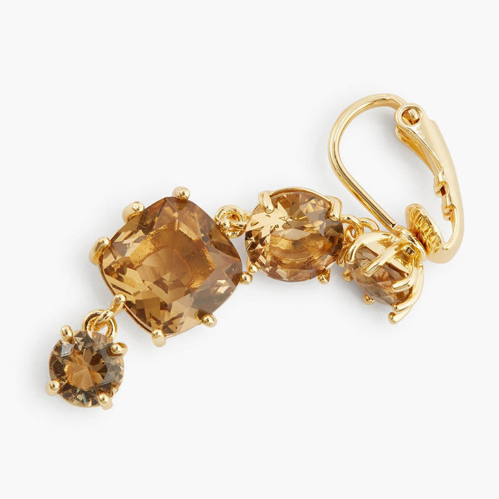 Golden Brown Diamantine 4 Stones Earrings | APLD1201 - Les Nereides