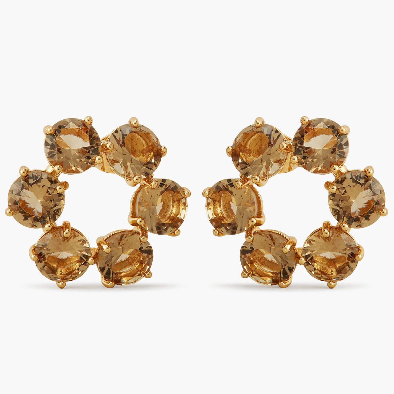 Golden Brown Diamantine 6 Stones Earrings | APLD1421 - Les Nereides