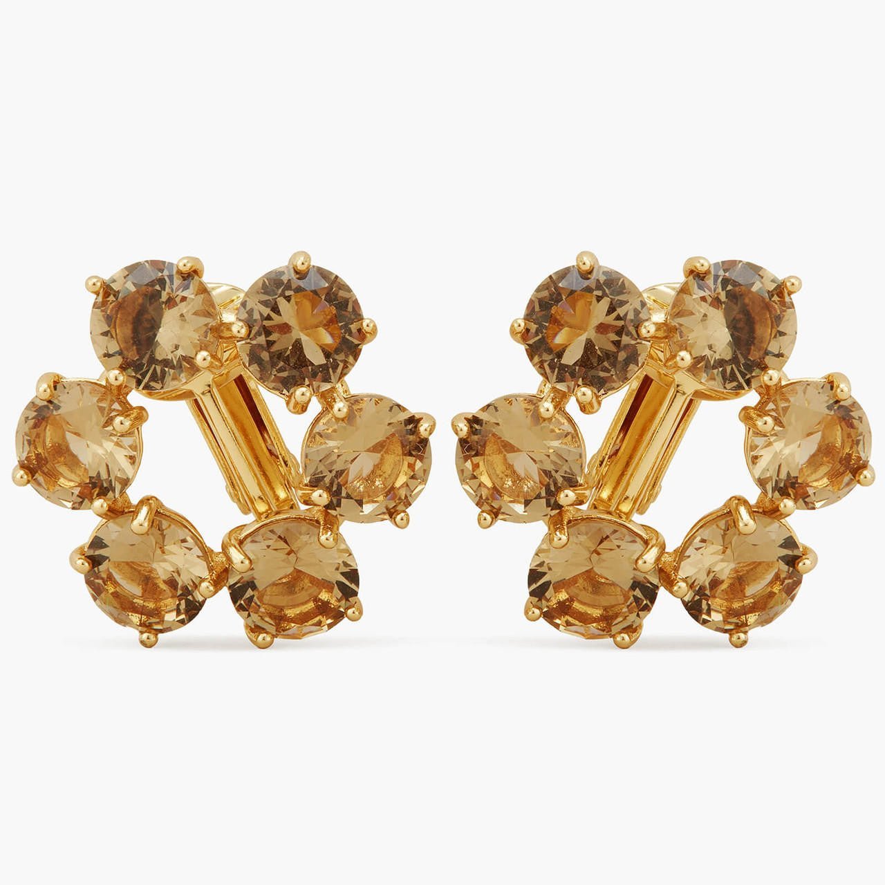 Golden Brown Diamantine 6 Stones Earrings | APLD1421 - Les Nereides