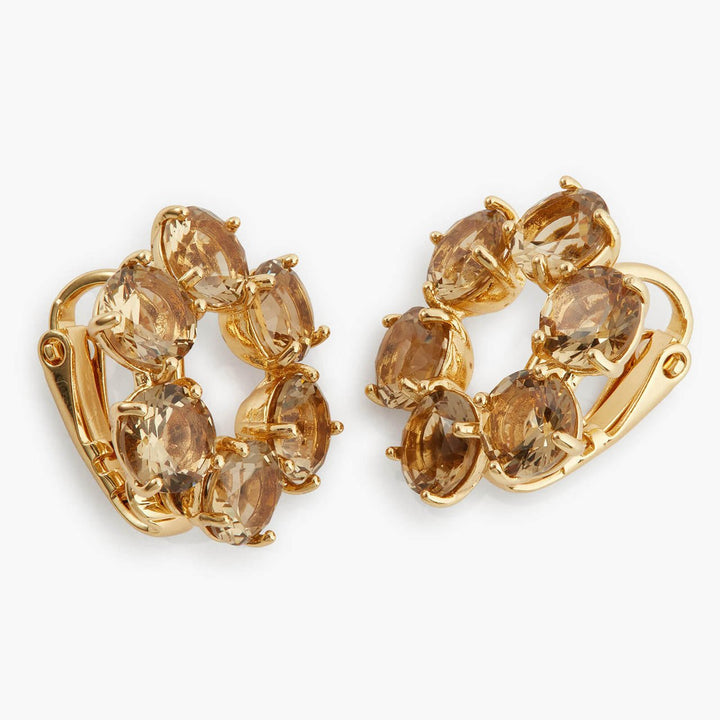 Golden Brown Diamantine 6 Stones Earrings | APLD1421 - Les Nereides