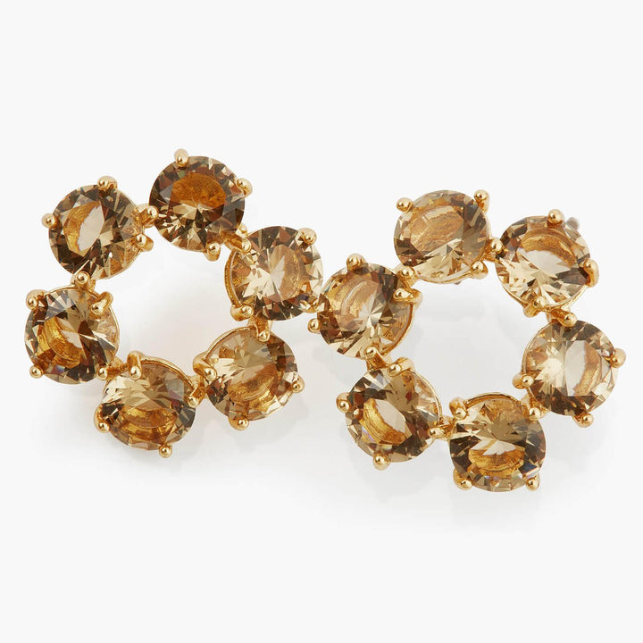 Golden Brown Diamantine 6 Stones Earrings | APLD1421 - Les Nereides