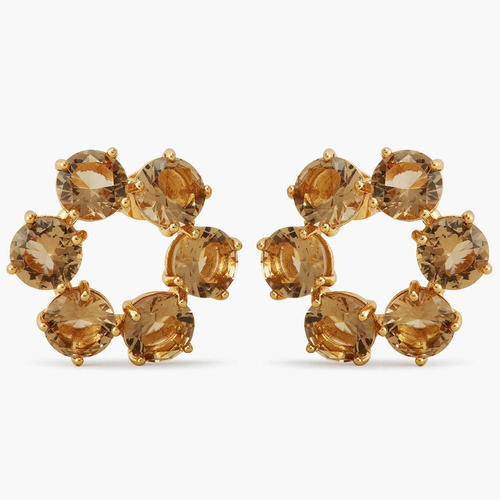 Golden Brown Diamantine 6 Stones Earrings | APLD1421 - Les Nereides