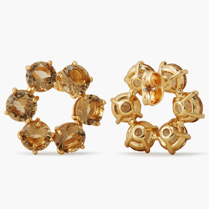 Golden Brown Diamantine 6 Stones Earrings | APLD1421 - Les Nereides