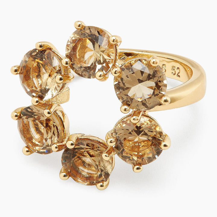 Golden Brown Diamantine 6 Stones Fine Ring | APLD6191 - Les Nereides