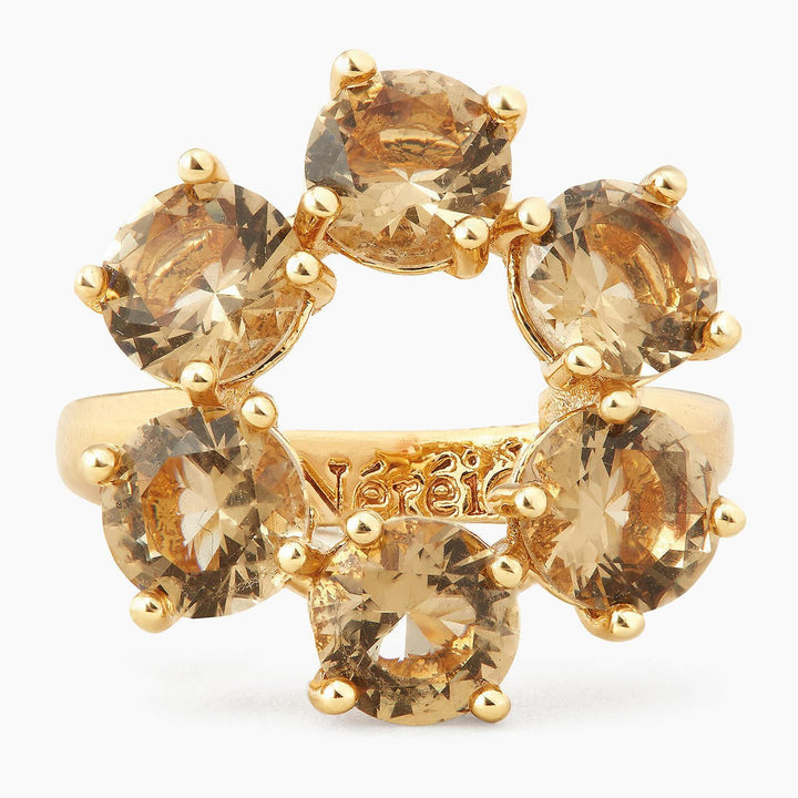 Golden Brown Diamantine 6 Stones Fine Ring | APLD6191 - Les Nereides