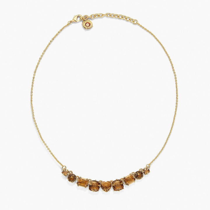 Golden Brown Diamantine Fine 9 Stone Necklace | APLD3181 - Les Nereides