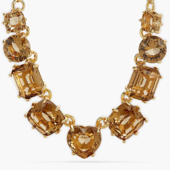 Golden Brown Diamantine Fine 9 Stone Necklace | APLD3181 - Les Nereides