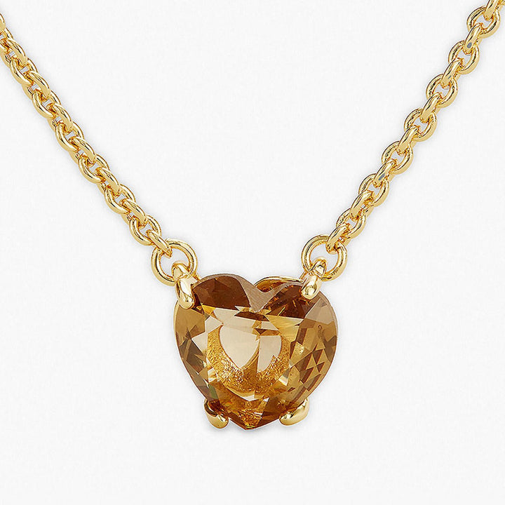 Golden Brown Diamantine Heart Necklace | APLD3531 - Les Nereides