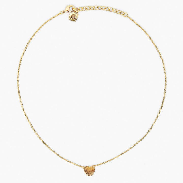 Golden Brown Diamantine Heart Necklace | APLD3531 - Les Nereides