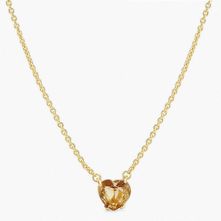 Golden Brown Diamantine Heart Necklace | APLD3531 - Les Nereides