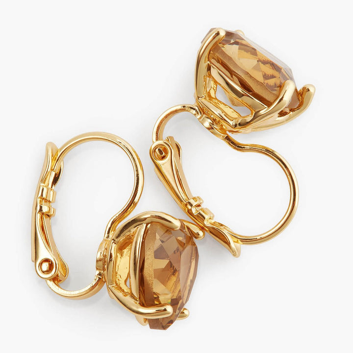 Golden Brown Diamantine Heart Sleeper Earrings | APLD1451 - Les Nereides