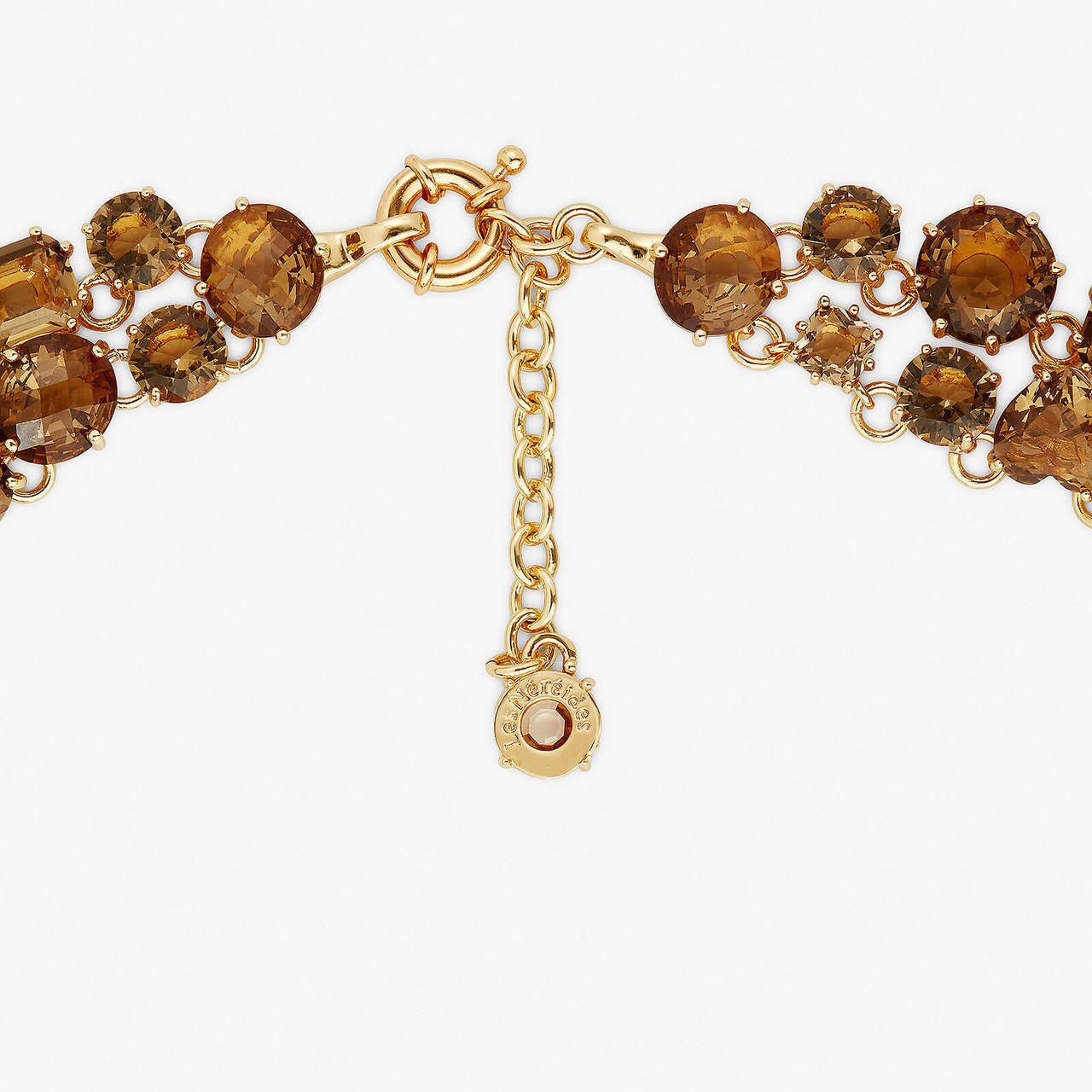 Golden Brown Diamantine Luxurious Two Row Necklace | APLD3551 - Les Nereides