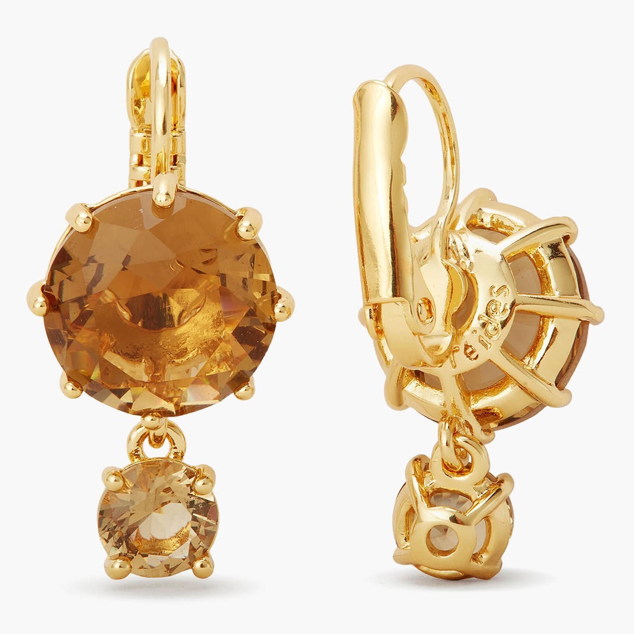 Golden Brown Diamantine Round Earrings | APLD1261 - Les Nereides