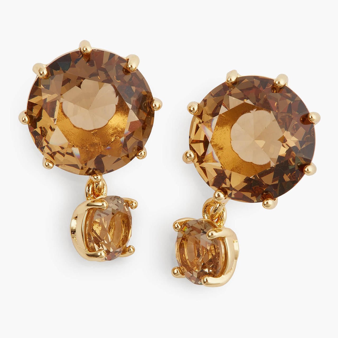 Golden Brown Diamantine Round Earrings | APLD1261 - Les Nereides