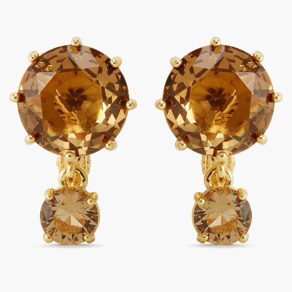 Golden Brown Diamantine Round Earrings | APLD1261 - Les Nereides