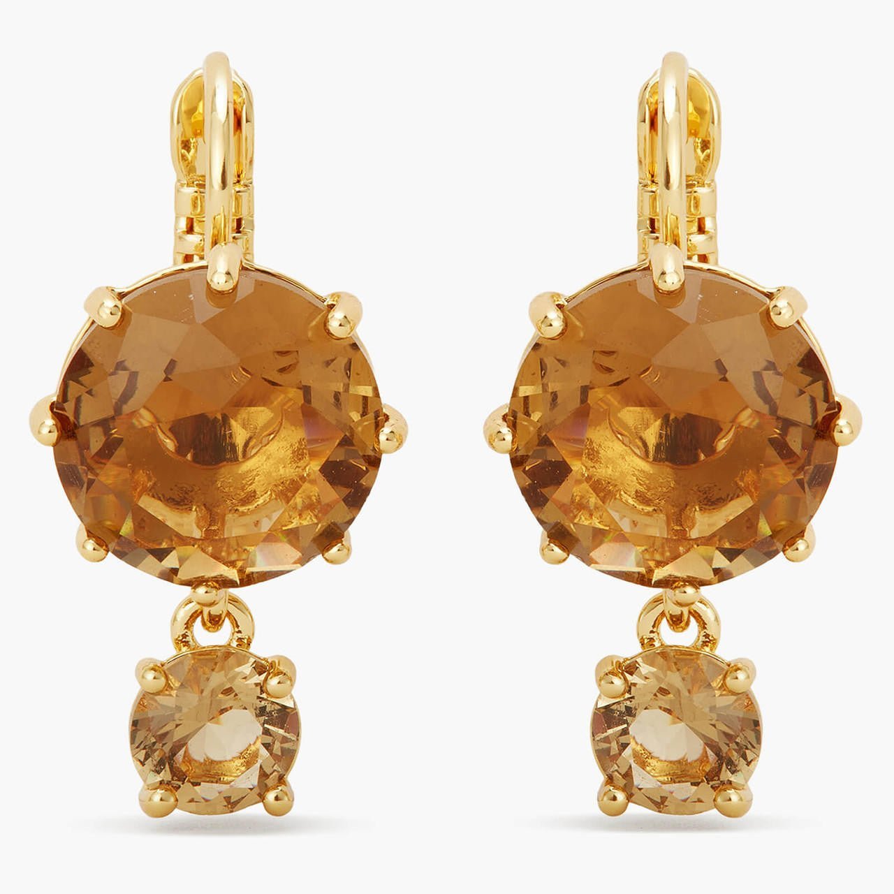 Golden Brown Diamantine Round Earrings | APLD1261 - Les Nereides