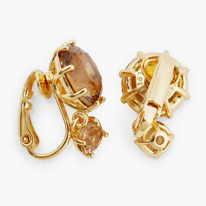 Golden Brown Diamantine Round Earrings | APLD1261 - Les Nereides