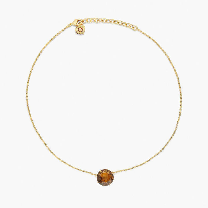 Golden Brown Diamantine Round Pendant Necklace | APLD3011 - Les Nereides