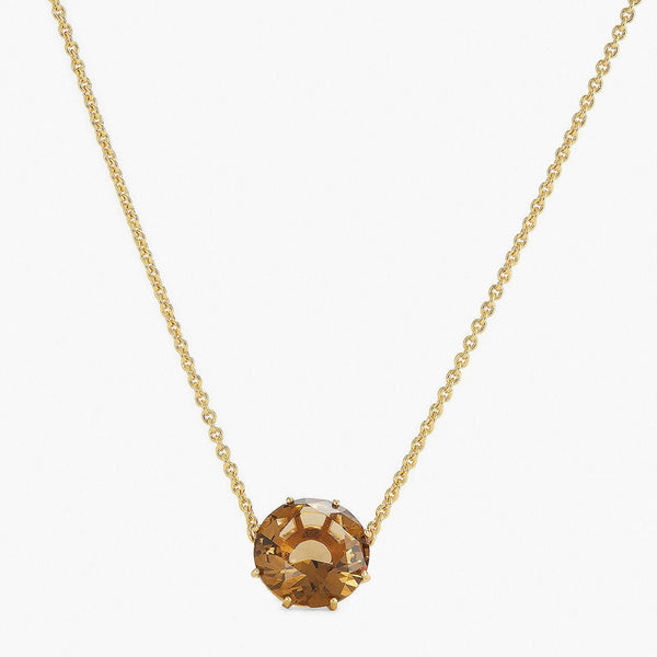 Golden Brown Diamantine Round Pendant Necklace | APLD3011 - Les Nereides