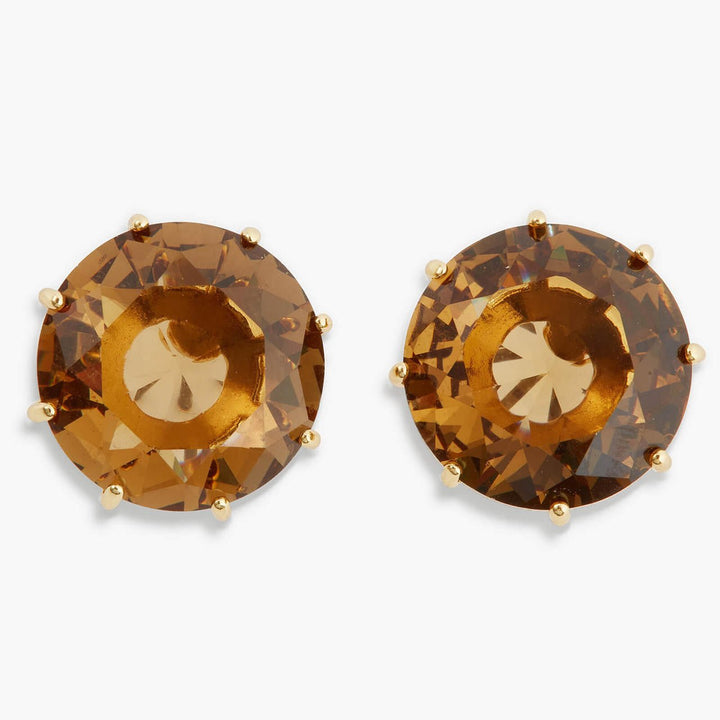Golden Brown Diamantine Round Sleeper Earrings | APLD1401 - Les Nereides