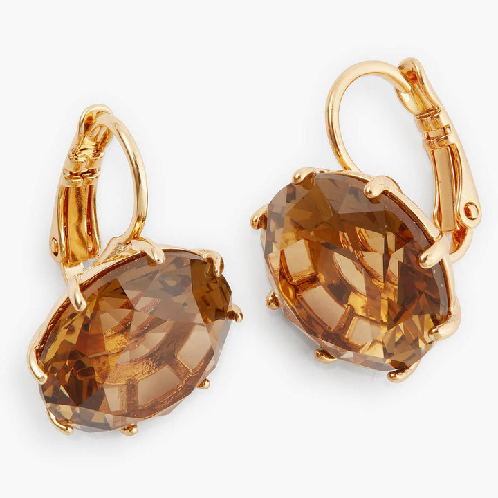 Golden Brown Diamantine Round Sleeper Earrings | APLD1401 - Les Nereides