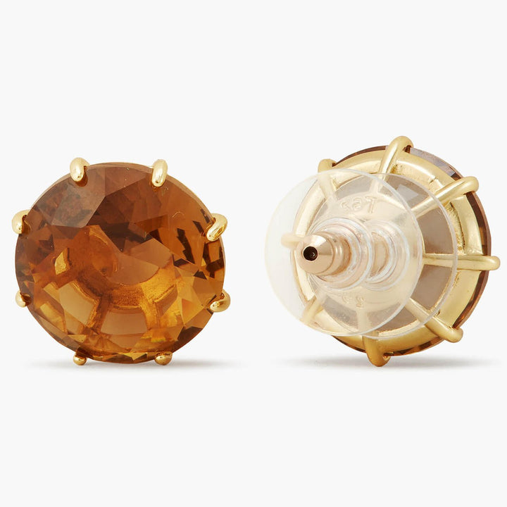 Golden Brown Diamantine Round Sleeper Earrings | APLD1401 - Les Nereides