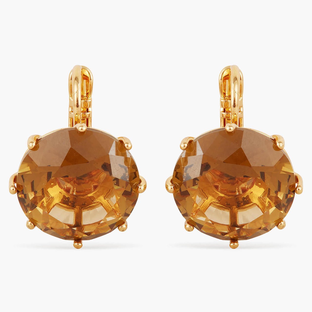 Golden Brown Diamantine Round Sleeper Earrings | APLD1401 - Les Nereides