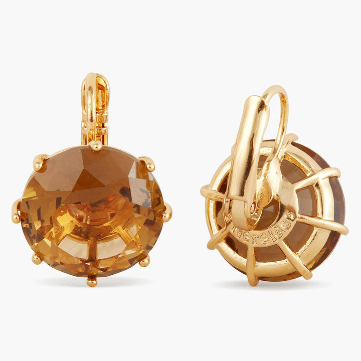 Golden Brown Diamantine Round Sleeper Earrings | APLD1401 - Les Nereides