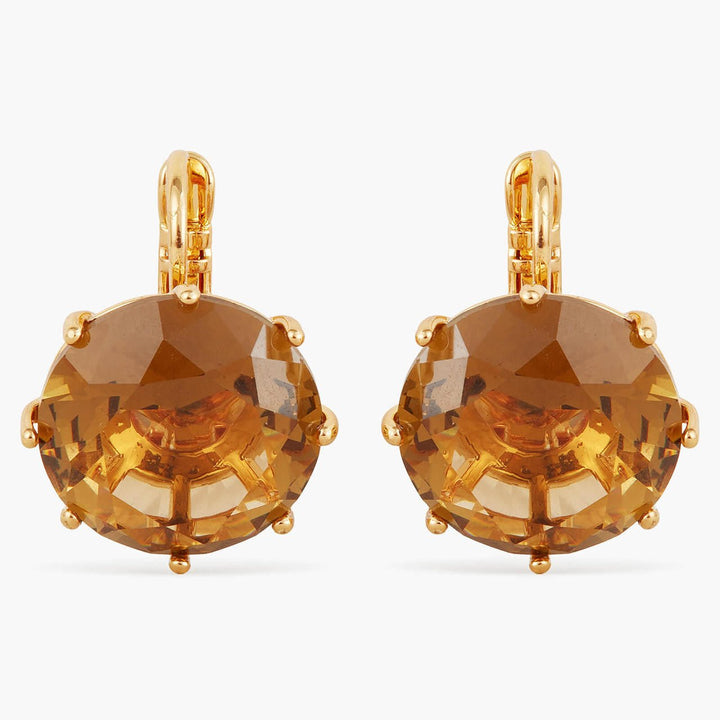 Golden Brown Diamantine Round Sleeper Earrings | APLD1401 - Les Nereides