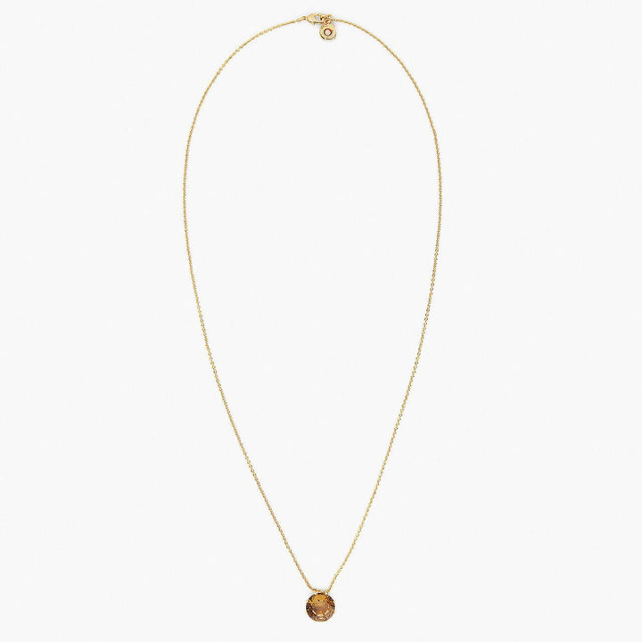 Golden Brown Diamantine Round Stone Long Necklace | APLD3331 - Les Nereides